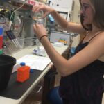 Sara Siwiecki in the lab during her summer REU at Yale.