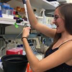 Sara Siwiecki working in the lab during her summer REU at Yale.