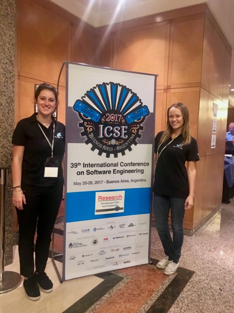 Christina Beradi and fellow Schmid student Adrienne Bergh at ICSE 2017.