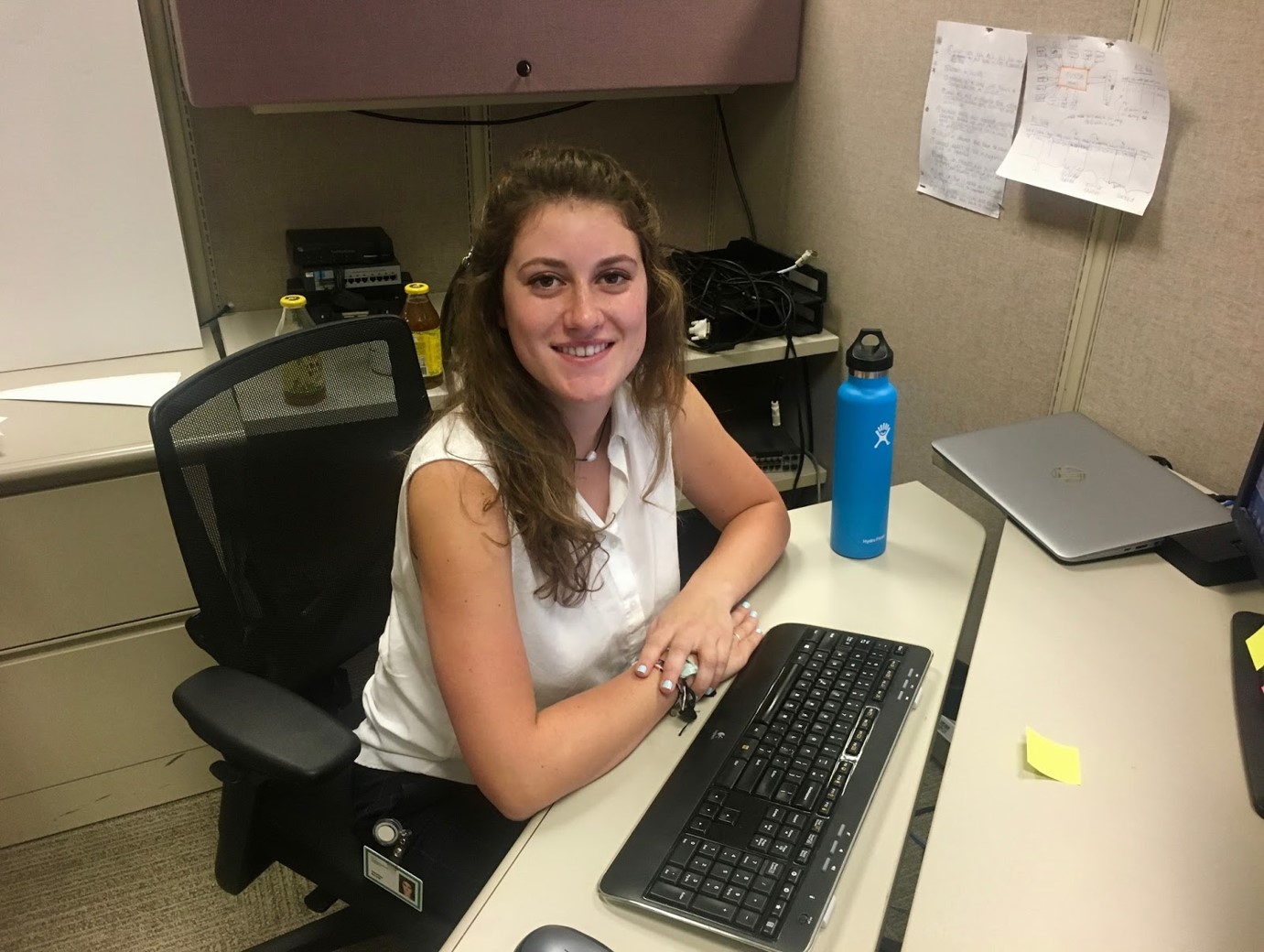 Christina at her desk at HP.