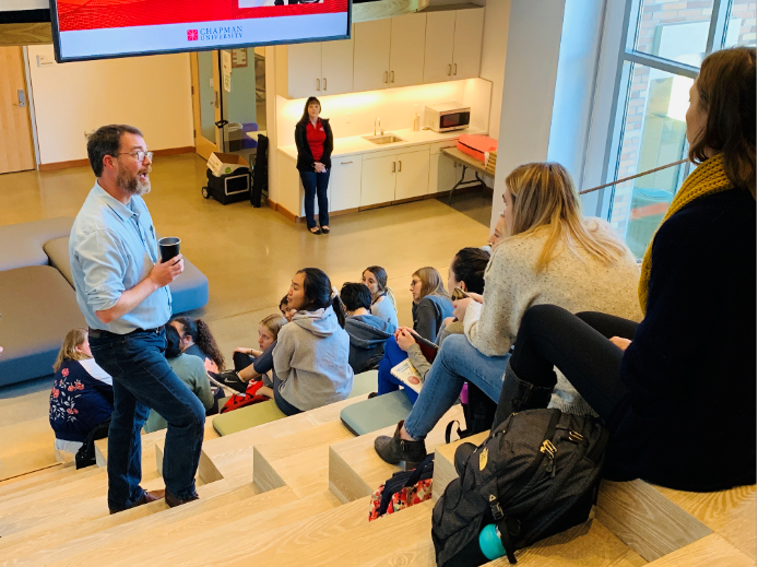 Jason talking to students