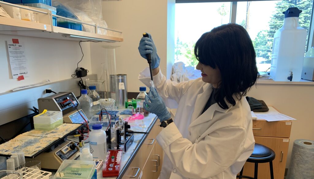 Heidi Standke working on research in Keck Center