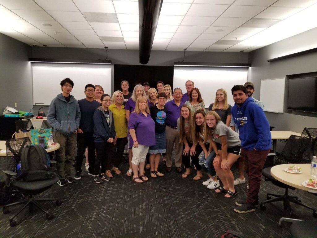 Pancreatic cancer survivors with students at the Cancer Biology course presentations