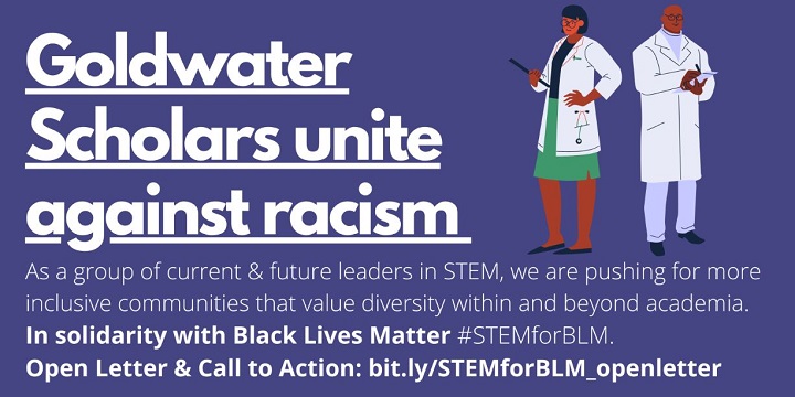 text "Goldwater Scholars Unite against racism"
