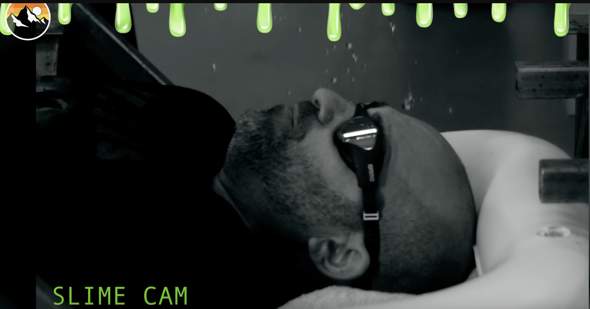 The filmmaker Coyote Peterson about to be slimed.