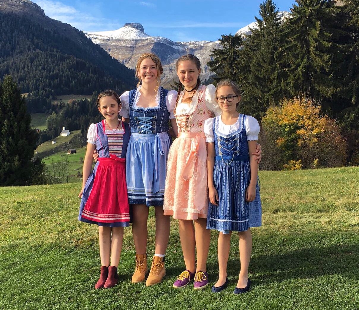 Tatum and three other girls in Switzlerland