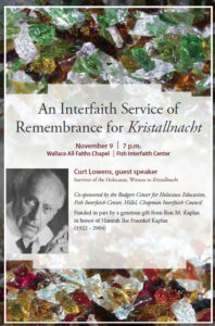kristallnacht Poster for An Interfaith Service of Remembrance for Kristallnacht