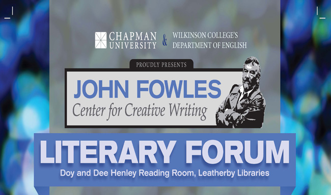 Poster for John Fowles Center for Creative Writing Literary Forum