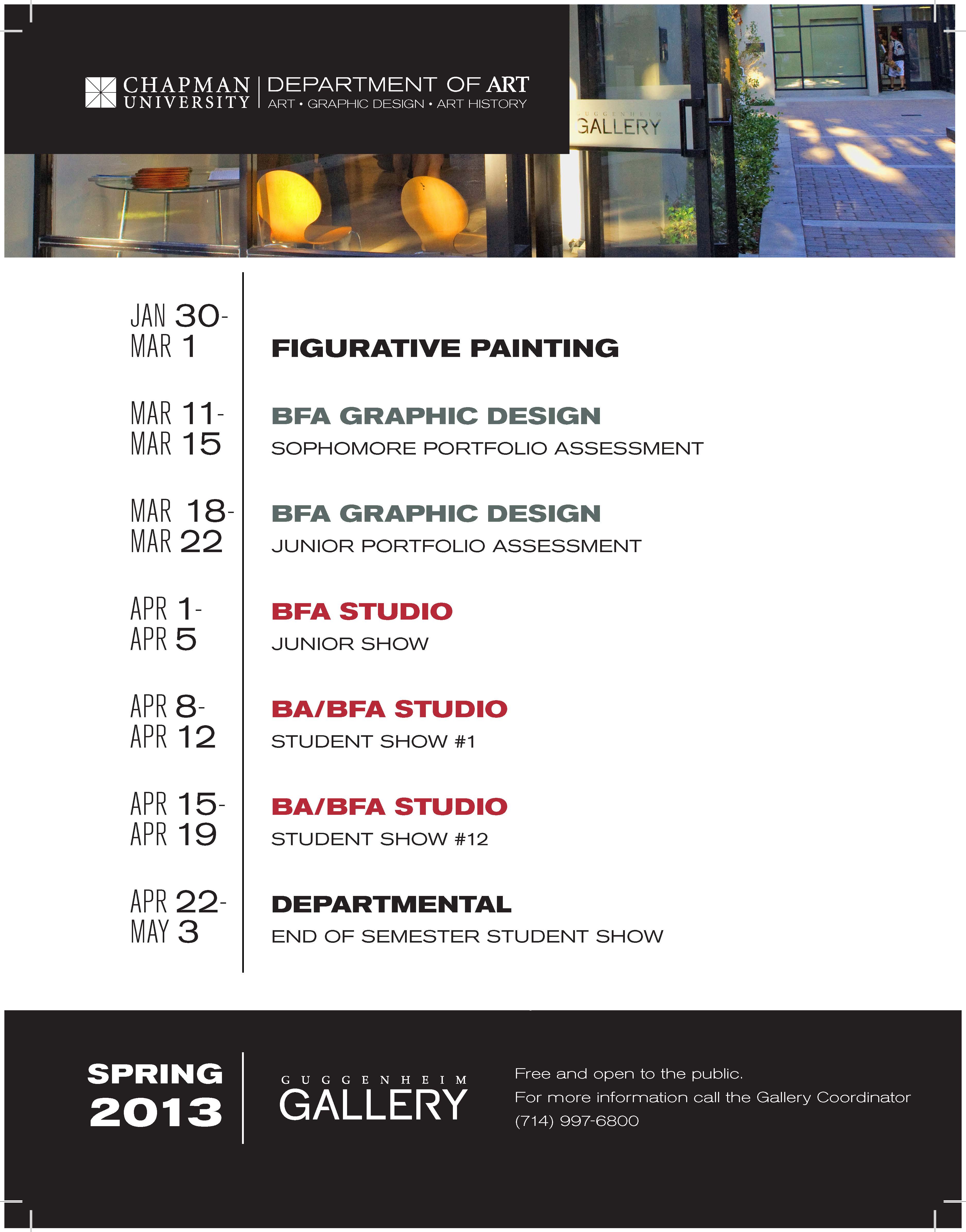 Poster of Spring 2013 Gallery Schedule
