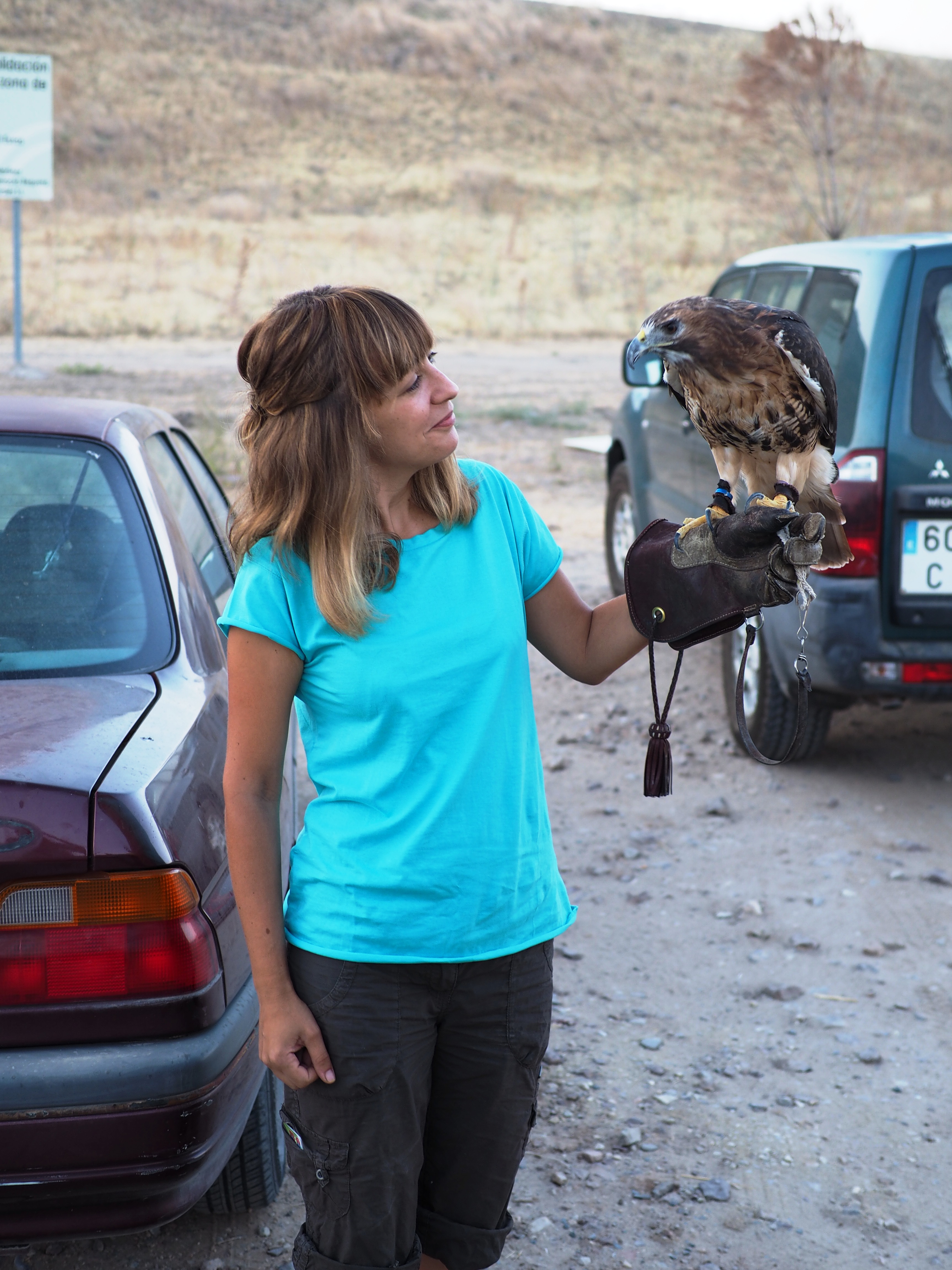 Woman with bird of prey.
