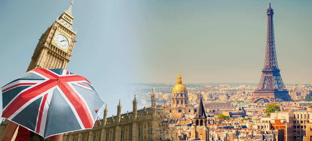 Big Ben and the Eiffel Tower.