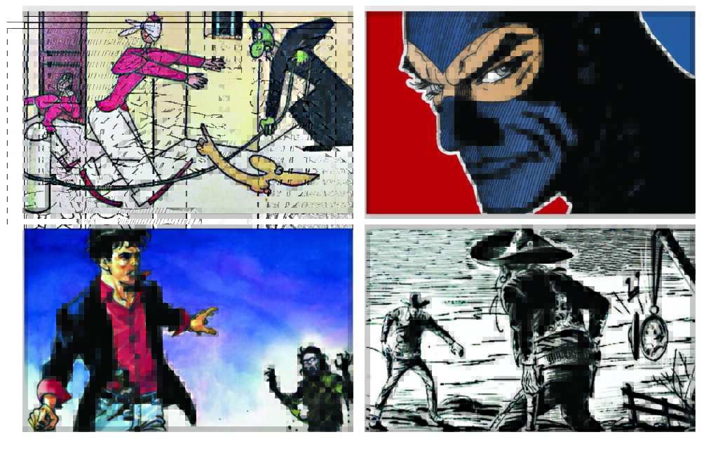 Four panels of comics