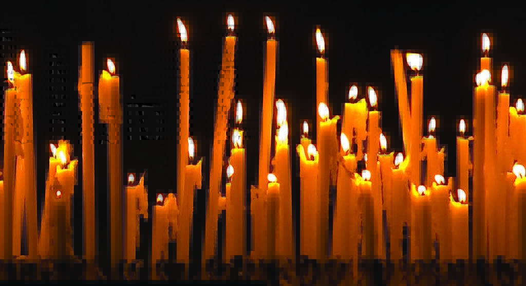 Candles burning.