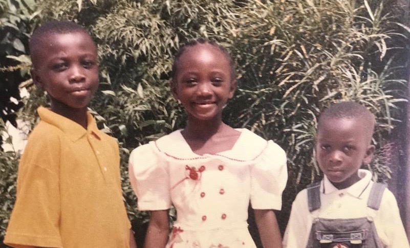 Tryphena Yeboah, and her brothers, as a young children in Mampong, Ghana.