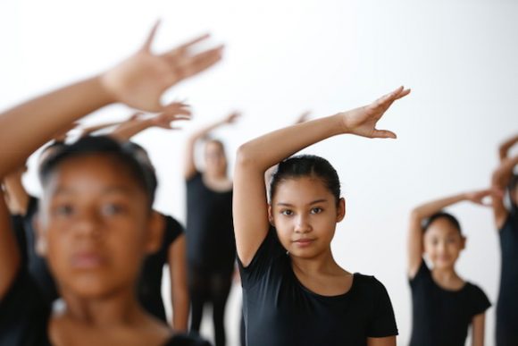 Dance students rehearse.