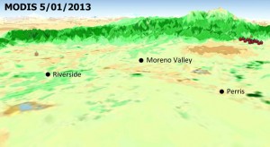 Computer rendering map of Riverside, Moreno Valley, and Perris