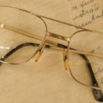 Eye glasses on a notebook