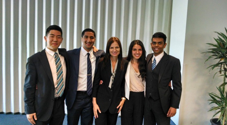 business students together smiling