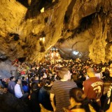 group of students in Vietnam cave