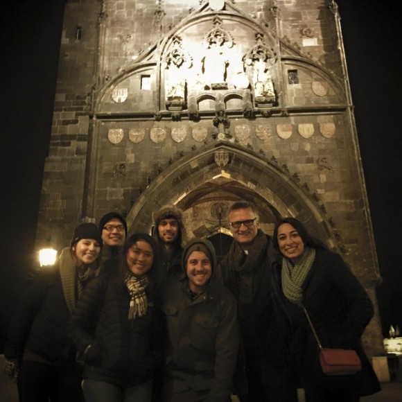 group of MBA Prague students in old building