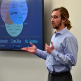 student giving presentation
