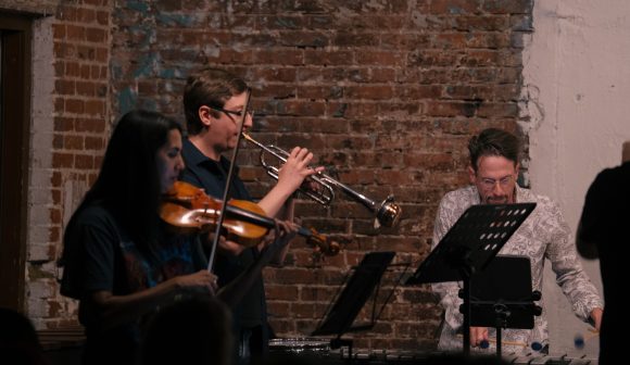 Professor Nick Terry performing with Chapman alum Jeremy Dávalos and Grammy-nominated violinist Shalini Vijayan