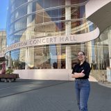 Kelly Picton in front of Segerstrom Concert Hall