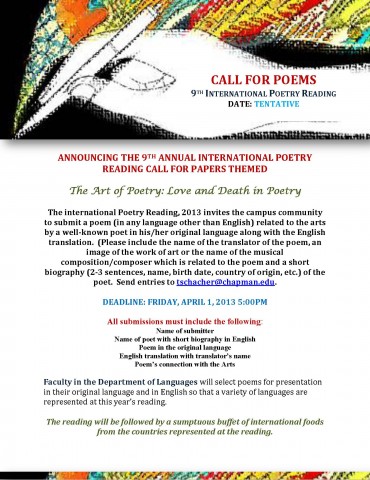 Announcing the 9th Annual International Poetry Reading call for Papers ...