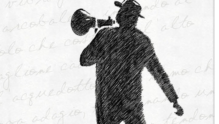 Drawing of person with megaphone.
