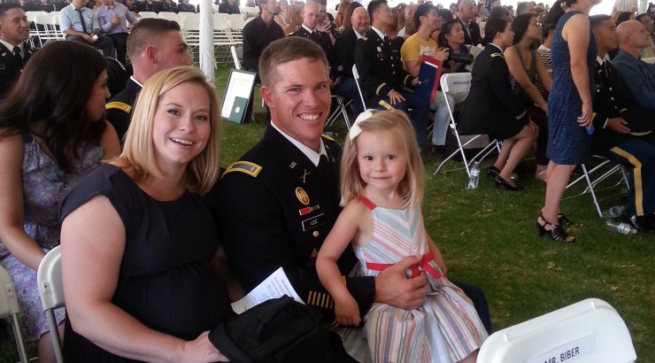 Army Lieutenant with his family.