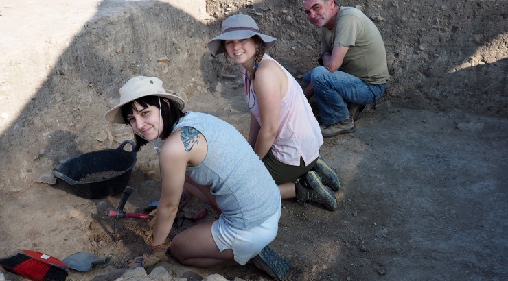 People at an excavation site.