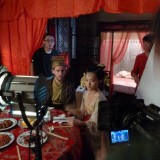 On the set of "The Red Envelope" in Hengdian Studios, China