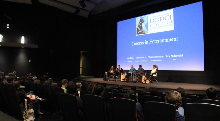 Image of Careers in Entertainment panel presentation at Dodge College of Film and Media Arts.