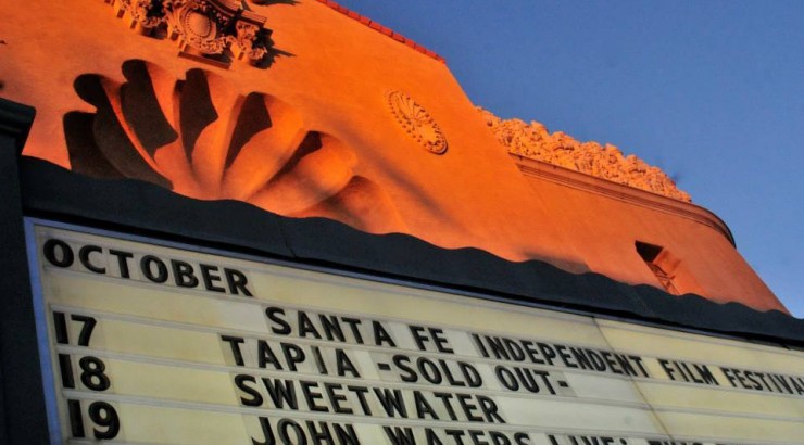 The marquee at the Santa Fe Independent Film Festival