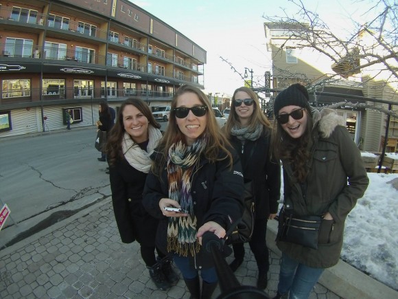 Students pose for a shot in Park City at the 2015 Sundance Film Festival.