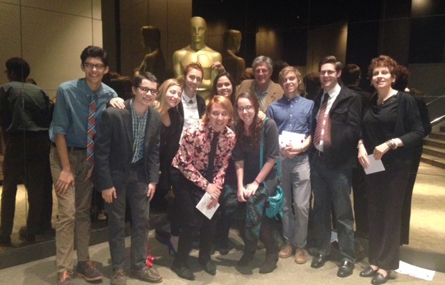 Bill Kroyer and Dodge students at the Academy of Motion Pictures Arts and Sciences.