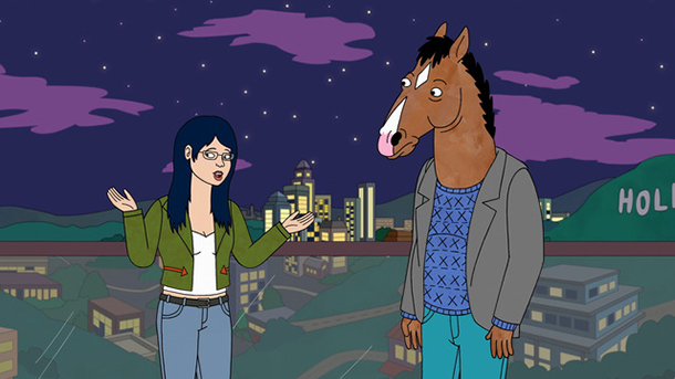 Diane (left, voiced by Alison Brie) and Bojack (right, voiced by Will Arnett) in Netflix's 