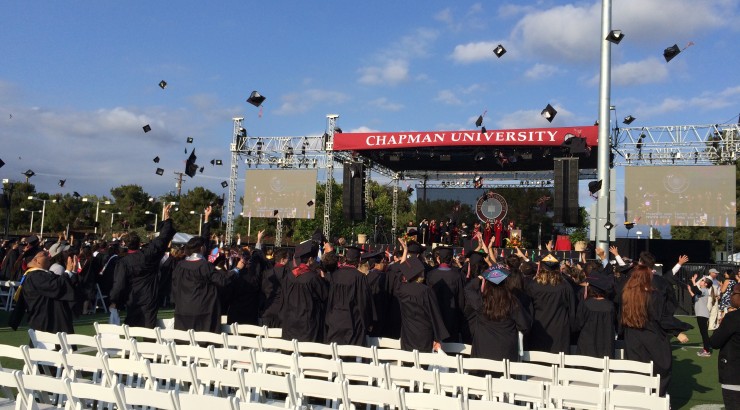 commencement hats being thrown