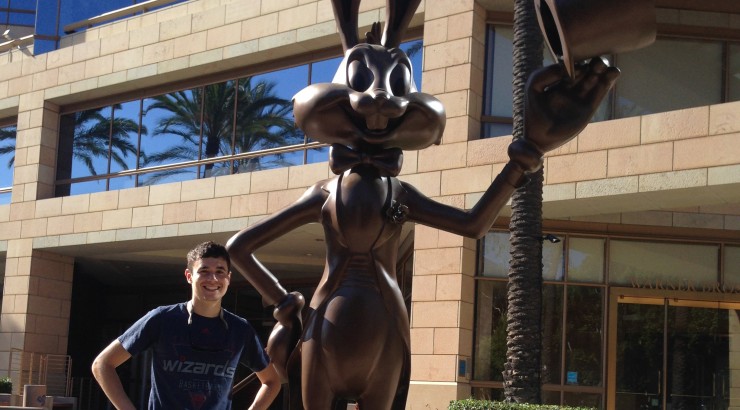 brett melnick with bugs bunny statue