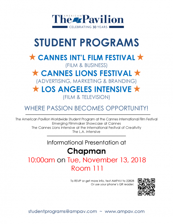 Jumpstart Your Career at the Cannes Film Festival – Learn More 11/13 -  Dodge College of Film and Media Arts