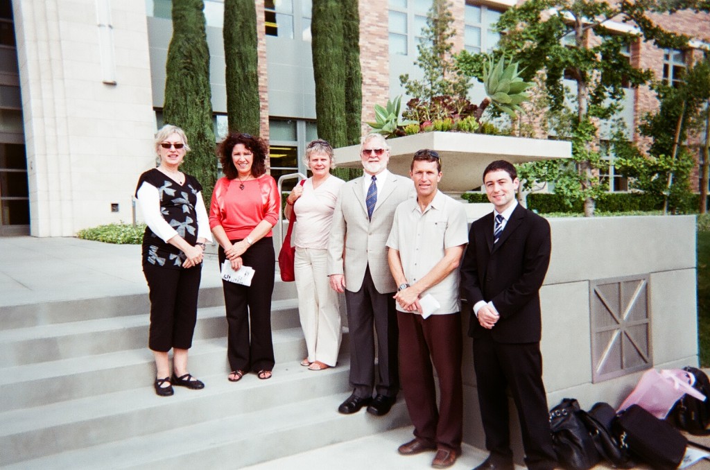 Six visitors from the University of Waikato tour the campus