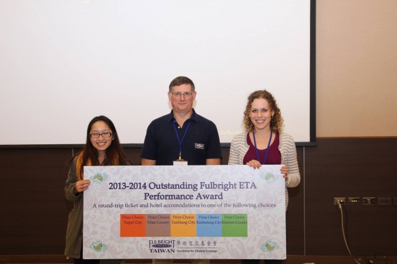 Nov Vang receiving the 2013-14 Outstanding Fulbright ETA Performance Award