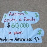 Sign shaped like a puzzle piece for autism awareness.