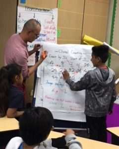 Lufei Lin leading a math lesson 
