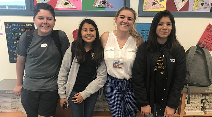 Yorba middle school students and Chapman mentor