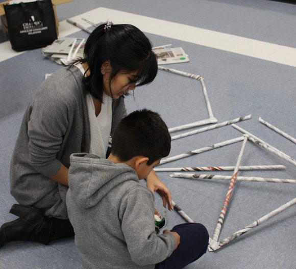 Students building 3D math models