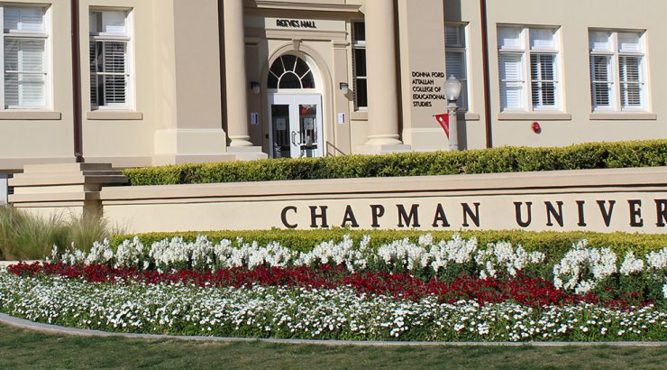 Reeve Hall behind Chapman sign