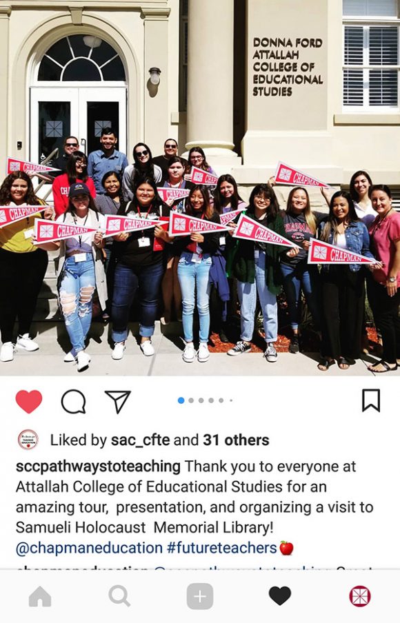 Santiago Canyon College Pathways to Teaching Program Instagram post
