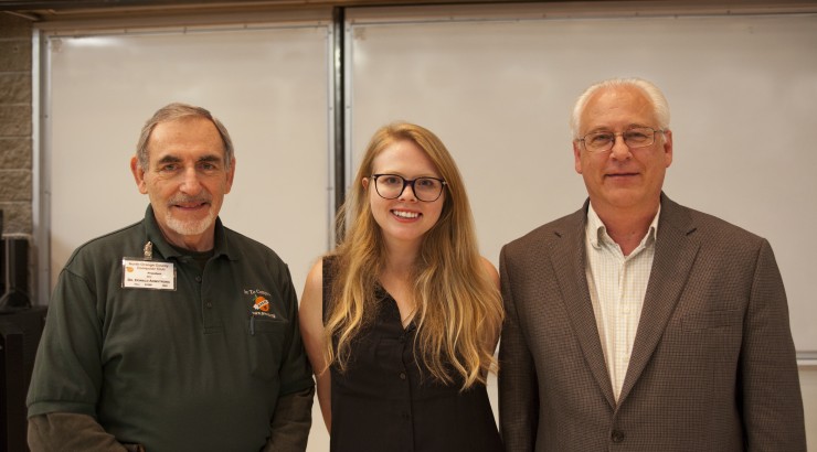 Allie Smith (center) was awarded a $3000 scholarship from the North Orange County Computer Club.