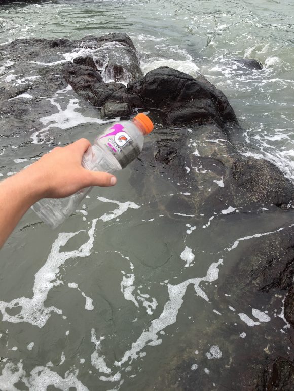 What initially appears to be a Gatorade bottle is actually a makeshift fishing rod!!!